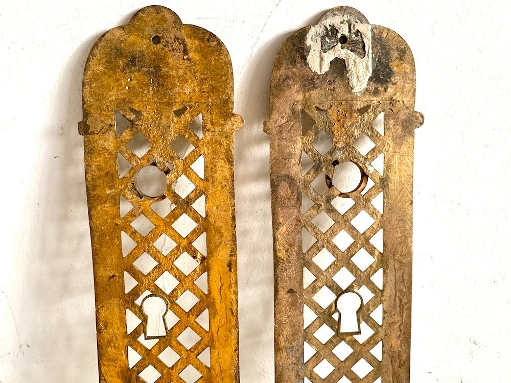 フランスアンティーク真鍮ドアプレートペア2( FA-ac58) クリアランス