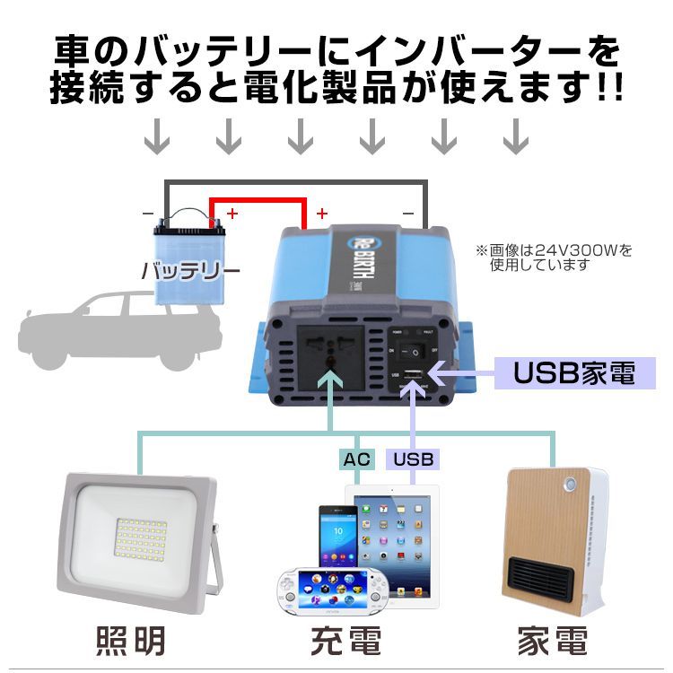 送料無料】3Pプラグ対応 インバーター 12V 100V カーインバーター 600W