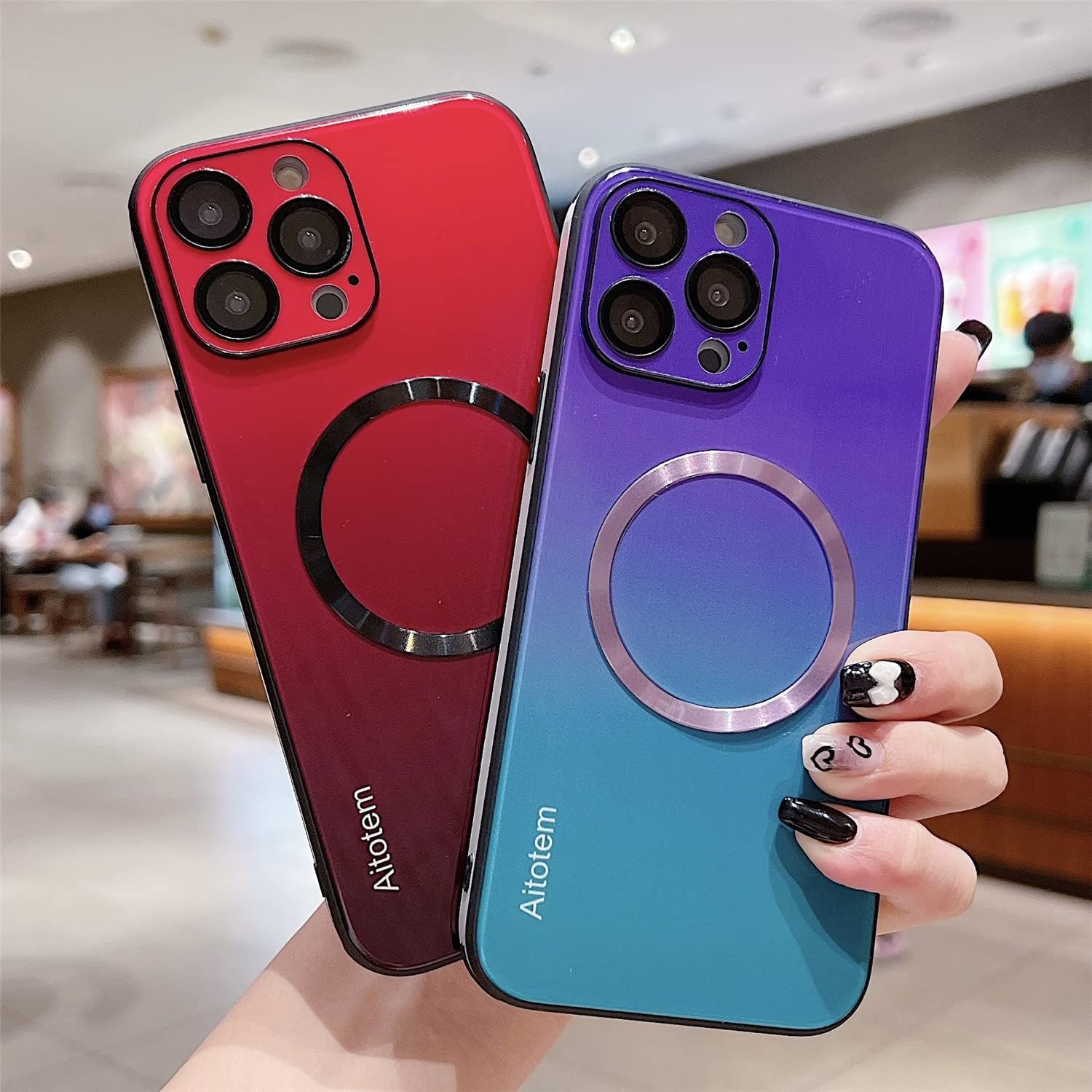 【数量限定】カメラ保護 マグネット 強化ガラス 背面ケース ケース グラデーションガラス スマホケース Max 男性 女性 Pro シンプル レンズカバー 14 おしゃれ Magsafe充電対応 iPhone ストラップ