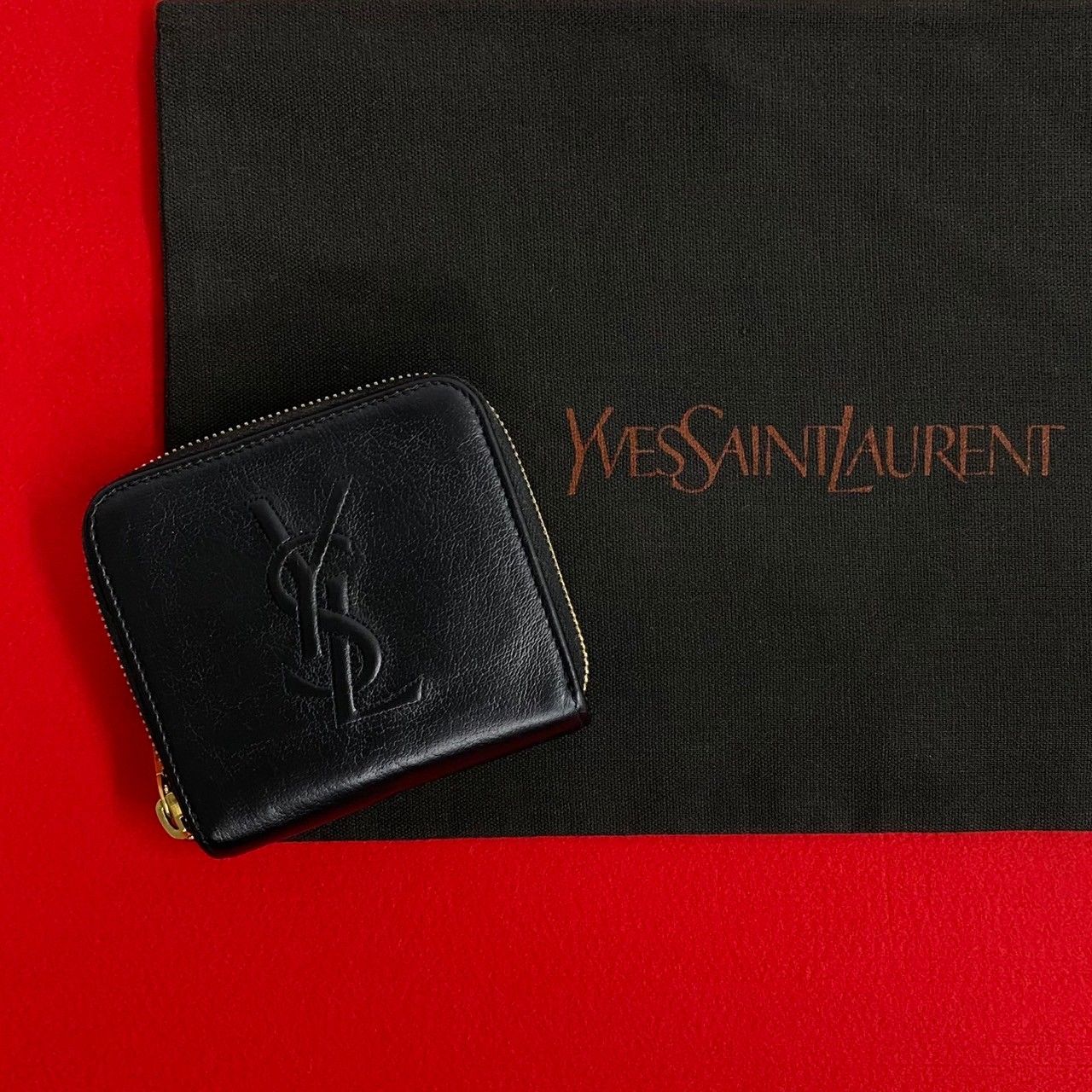 ほぼ未使用 YVES SAINT LAURENT イヴサンローラン YSL ロゴ ラウンド 