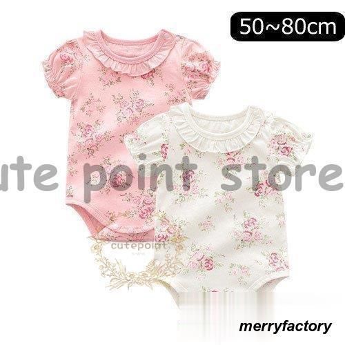 50cm/60cm/70cm/80cm ベビー服　ロンパース　お花柄ロンパース　オールインワン　花柄　フラワー　フレア　ノースリーブ　夏　女の子　女