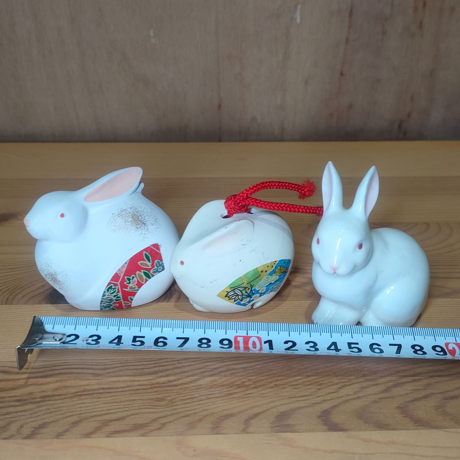 美品】うさぎ 土鈴2個 置物1個 セット 干支 十二支 陶器 兎 卯 ウサギ 