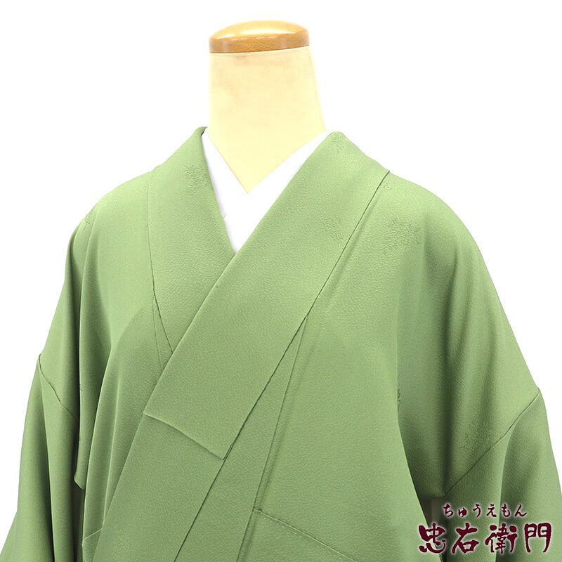 BY☆1068☆ 裄丈68 小紋 正絹 袷 着物 茶色 緑 和服 和装 【公式