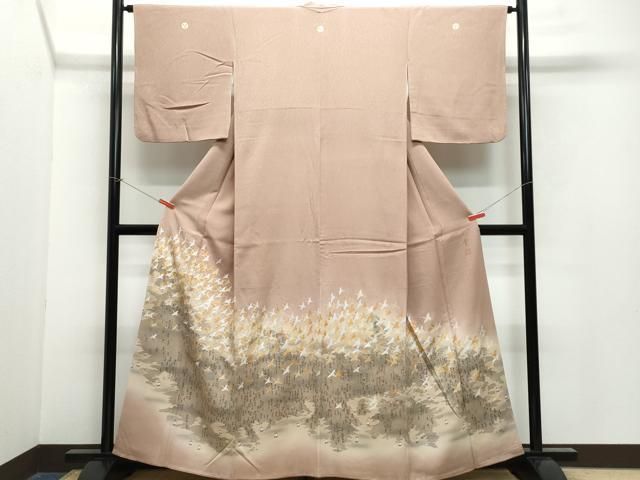 平和屋着物●日本画家 水嶋征夫 色留袖 飛鶴文 金銀彩 正絹 CAAX1088vf