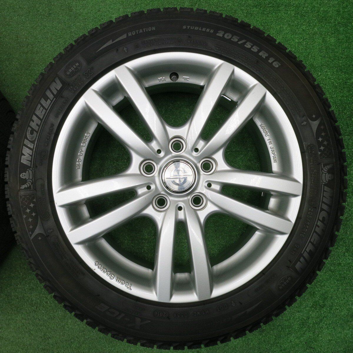 バリ溝 キレイ 8.5分 アウディ 等 Team Sparco CRIMSON ENKEI 205 55R16 スタッドレス ミシュラン X-ICE XI3 16インチ PCD112 5H 4121302NJス