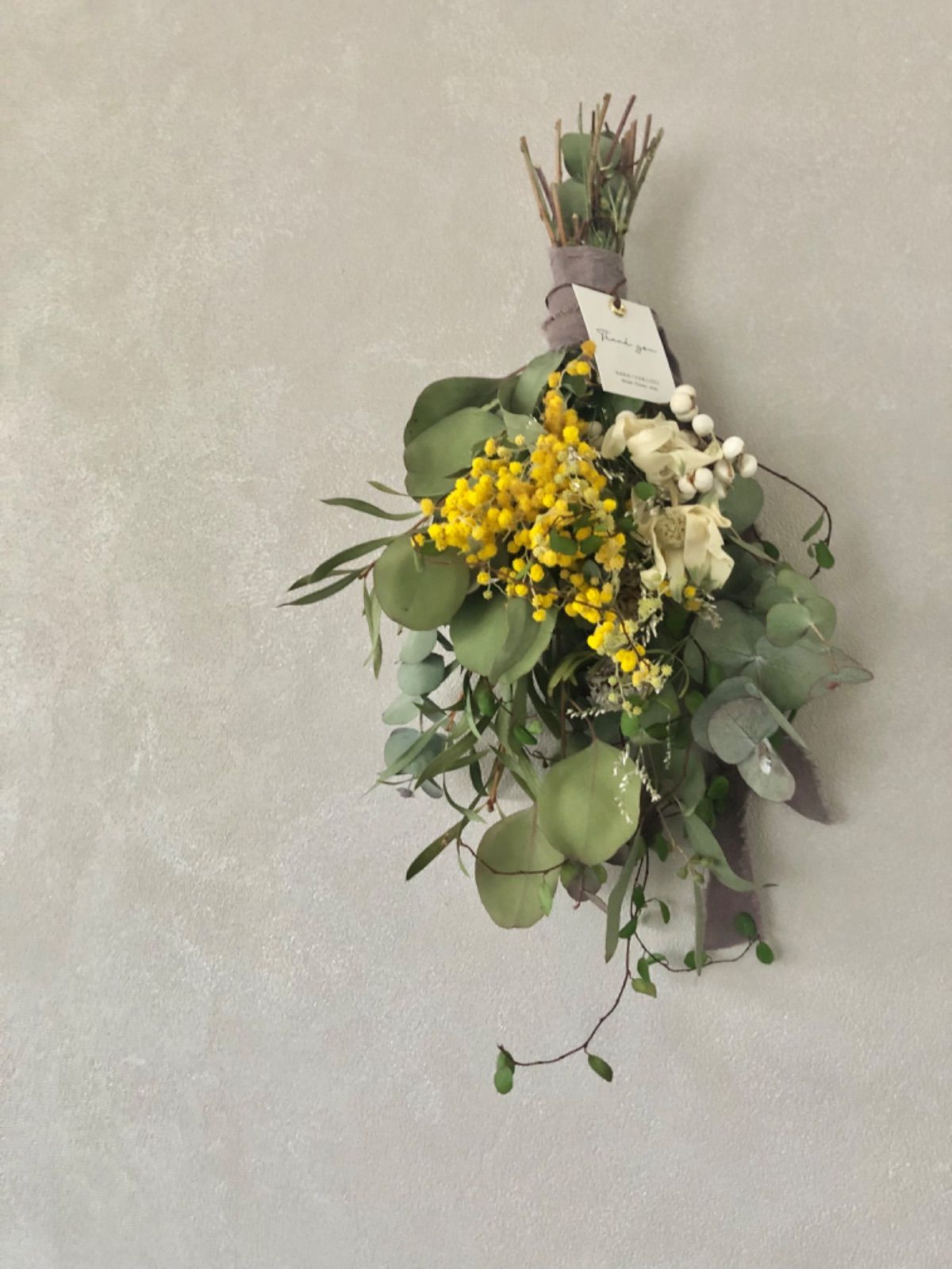 Spring 春の木漏れ日　ミモザのスワッグ　38cm Spring 春の木漏れ日ミモザのスワッグ38cm