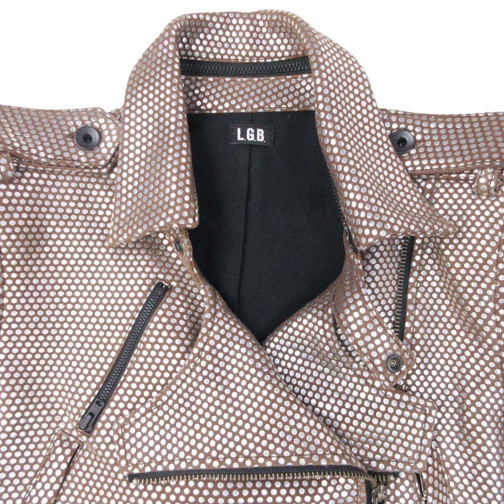 L.G.B. ルグランブルー S-BIKERS SHT ドット 鹿革 ディアスキン ショート ダブルライダース ジャケット 0 ブラウン レディース 古着 GULLKHAN_COM