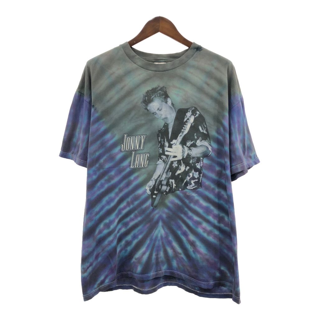 00年代  JONNY LANG ジョニー・ラング 半袖Ｔシャツ バンドT タイダイ柄 ブルー (メンズ XL) 中古 古着 Q6595