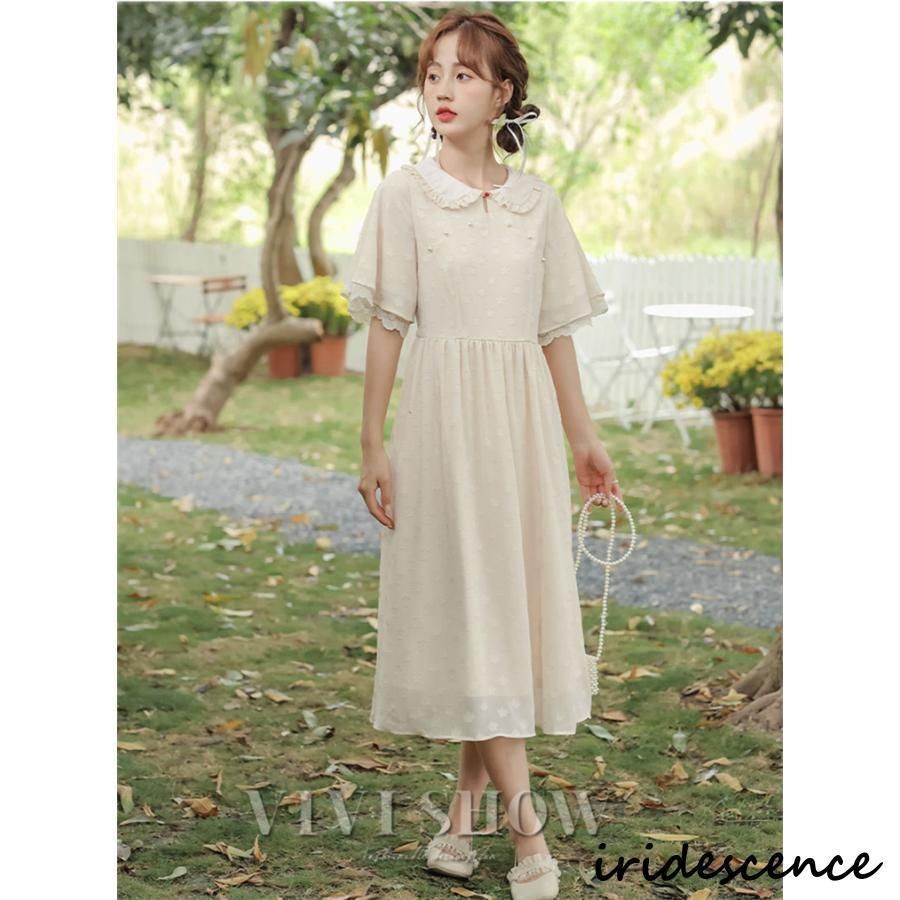 ワンピース 夏 レディース 半袖 襟付き ワンピ ワンピース ドレス 大人