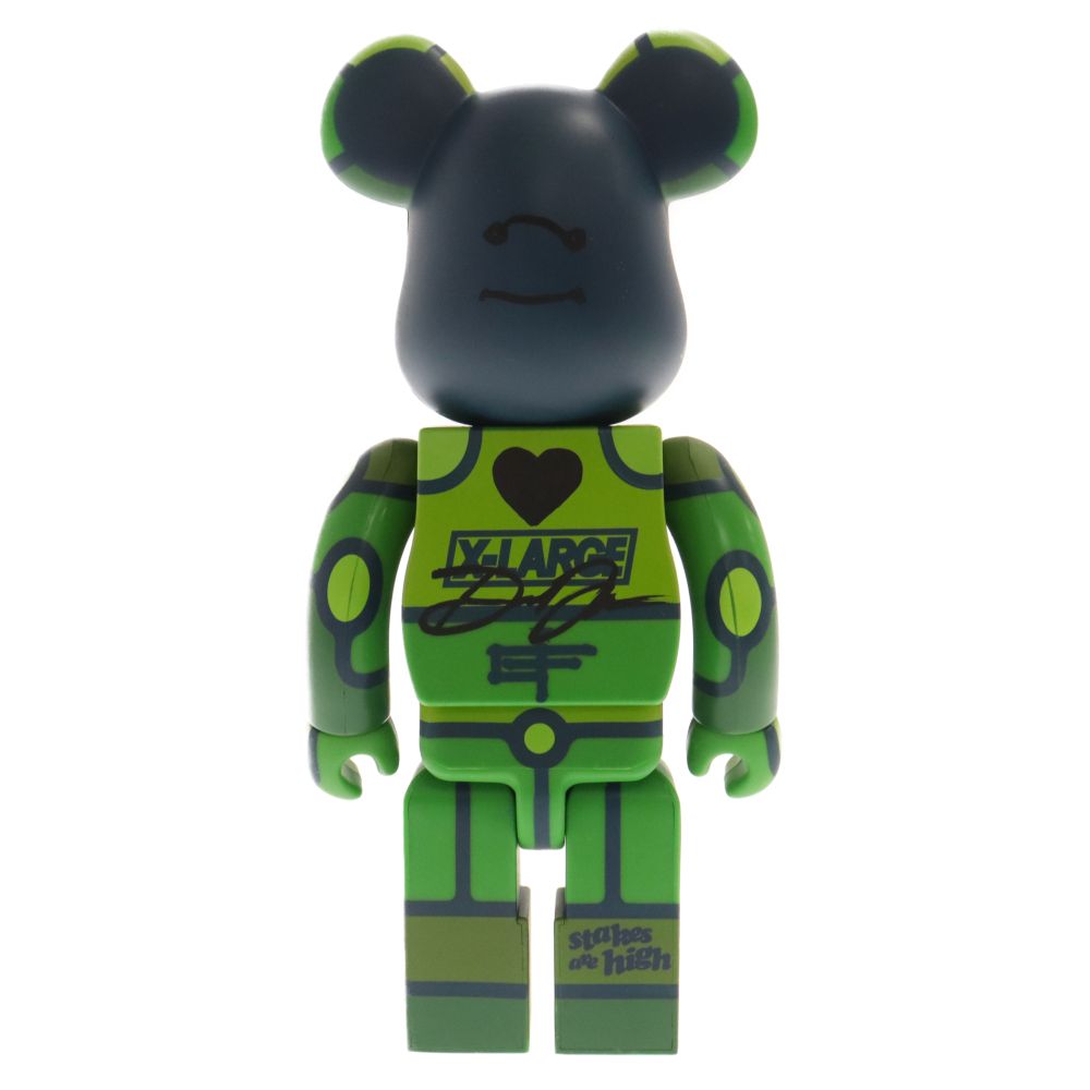 MEDICOM TOY (メディコムトイ) サイン入り×XLARGE×David Flores stakes are high BE@RBRICK  400% エクストララージ デイビットフローレス ベアブリック フィギュア グリーン