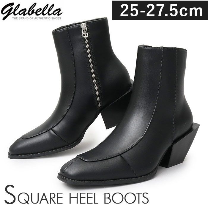 ☆ ブラック ☆ glabella SQUARE HEEL BOOTS glabella グラベラ