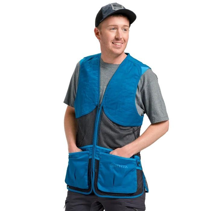 ベレッタ　クレー射撃　メッシュ　ベスト ベレッタ 射撃ベス トフルメッシュベスト ブルー 各サイズ - ガン