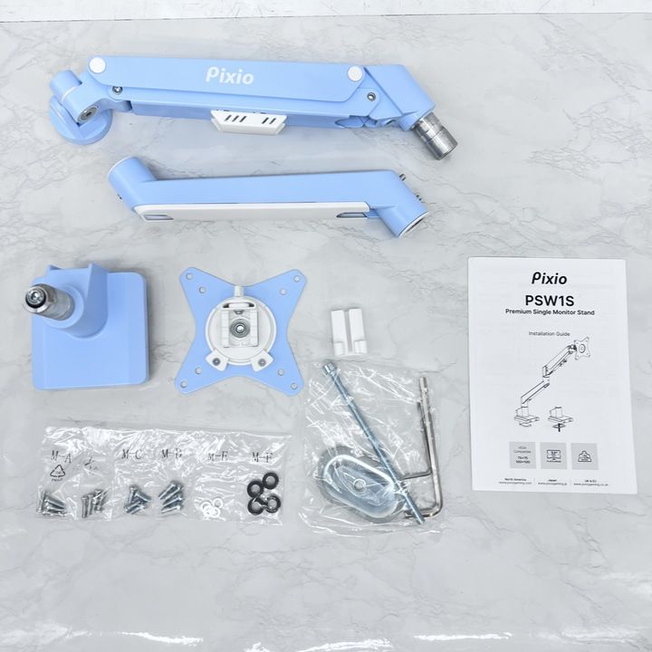 ★美品★Pixio PSW1SBL モニターアーム　ブルー PSW1SBL モニターアーム シングル / パステルブルー | Pixio
