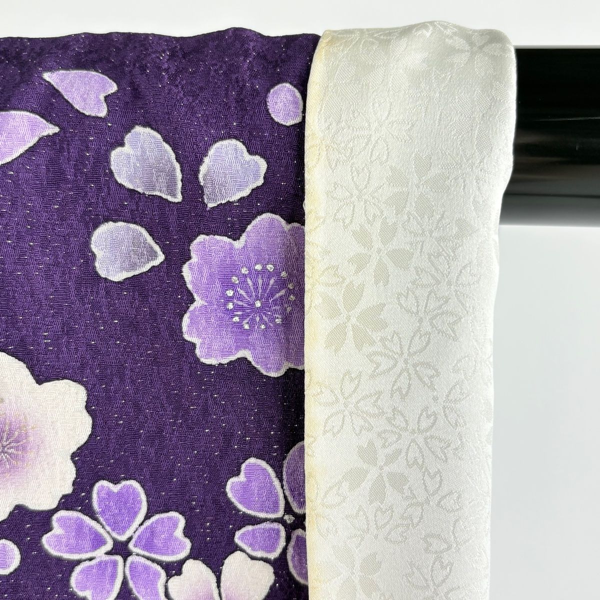 振袖 身丈171.5cm 裄丈68cm L 袷 草花 手鞠 銀通し 銀彩 紫 正絹