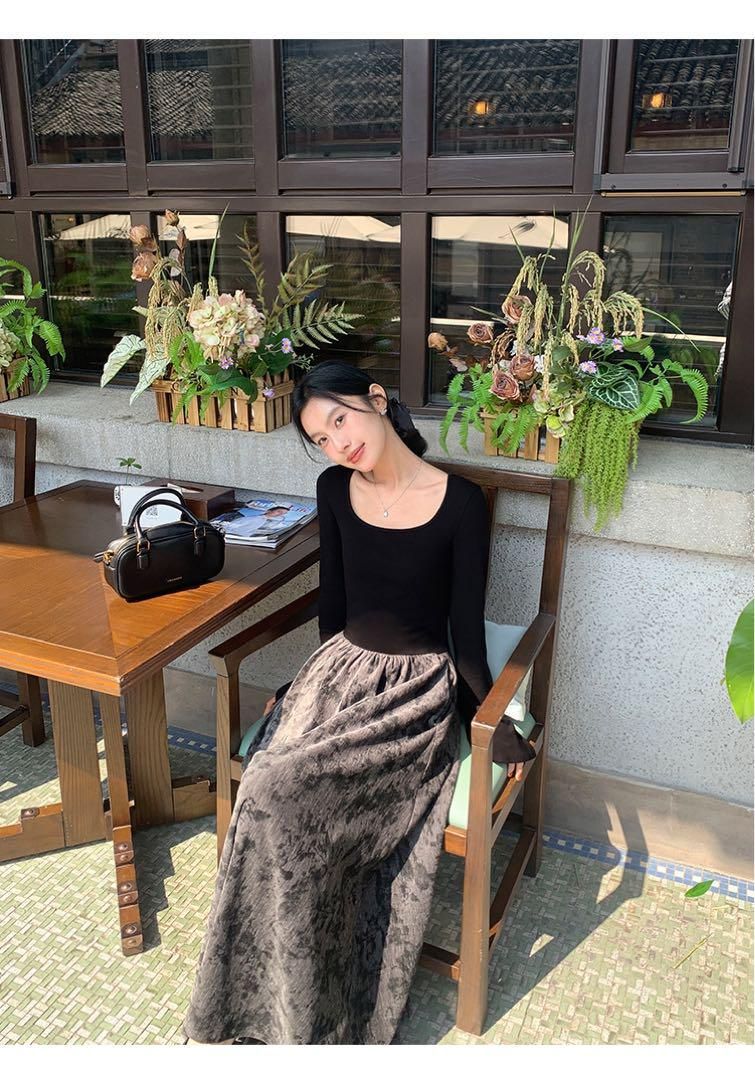 春コーデ 花柄ニットロングワンピース エレガント高見えモテ服 WWW_NOITHATQUANGTHANH_NET