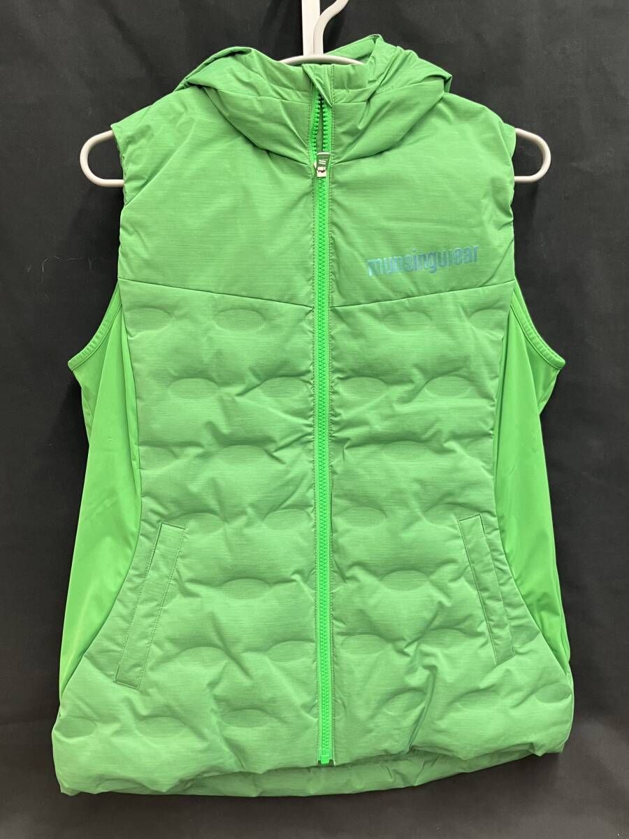 Munsingwear マンシングウェア 撥水ストレッチ ヘザーシェル アーテックシェル ダウンベスト M 緑 グリーン レディース ゴルフ