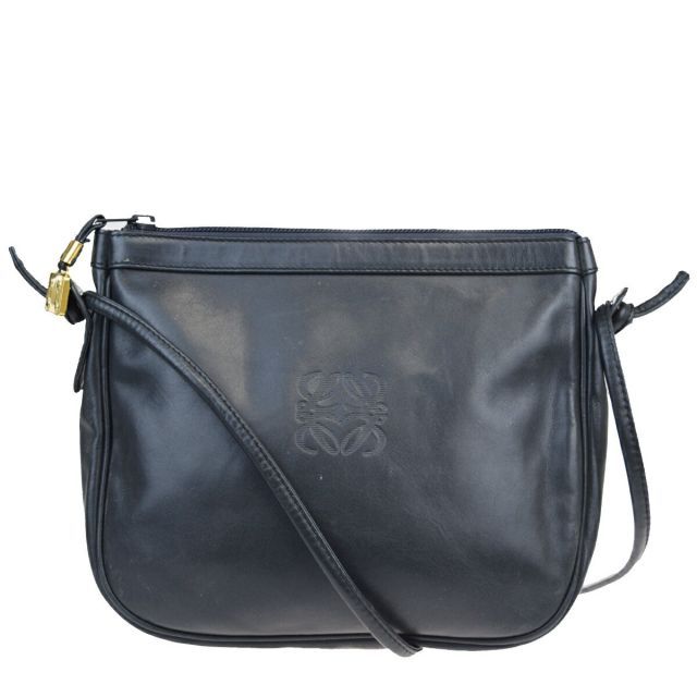 【中古】 ロエベ(Loewe) レザー ショルダーバッグ ブラック 06GC425