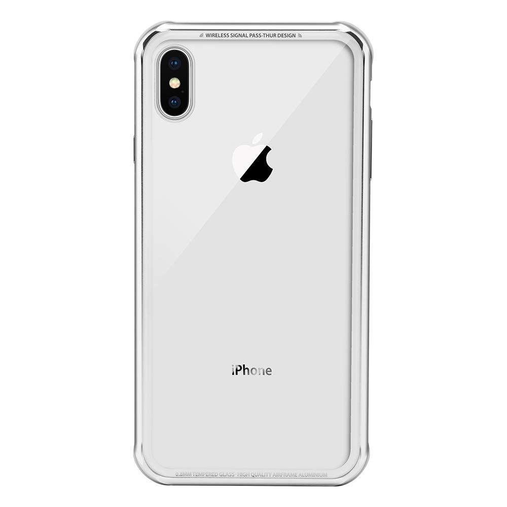 特価商品】iPhone Xs Max ケース ガラス 背面 クリア ガラス × 航空機 アルミ バンパー ハイブリッド 透明 ハード カバー  SwitchEasy iGLASS Apple iPhoneXs Max アイフォンXsマックス シルバー