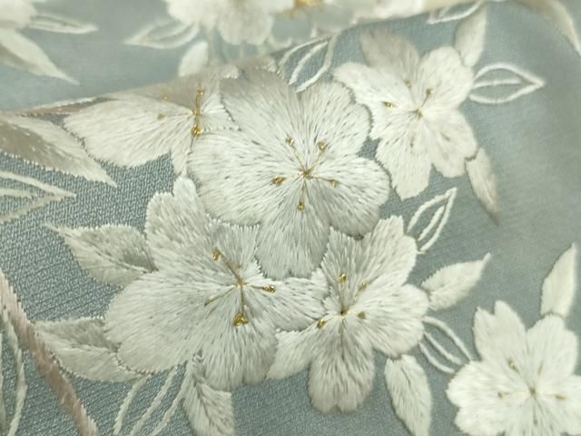 平和屋本店□極上 訪問着 総手刺繍 枝垂れ桜 暈し染め 金糸 逸品