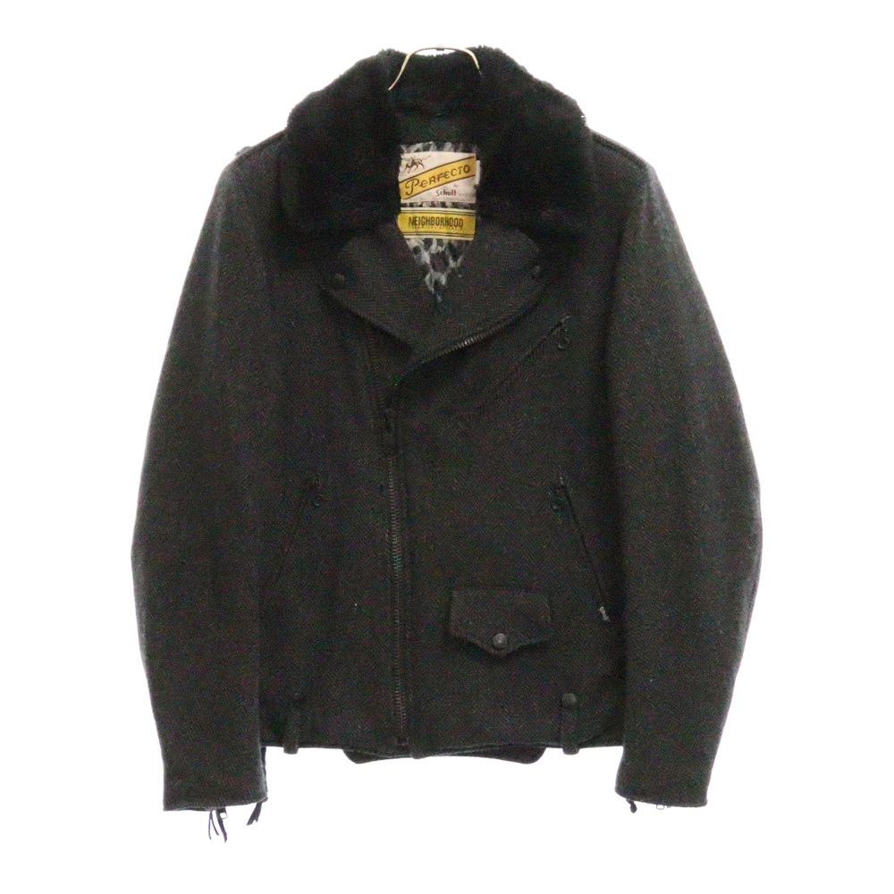 NEIGHBORHOOD ネイバーフッド ×SCHOTT ショット レオパードライナー ウール ダブルライダースジャケット グレー SHNH-JK04
