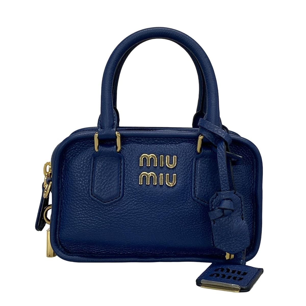 miumiu✨ミュウミュウ ハンドバッグ レザー ミニバッグ miumiu(ミュウミュウ) ハンドバッグ美品 - 5BB123 ネイビー ミニ