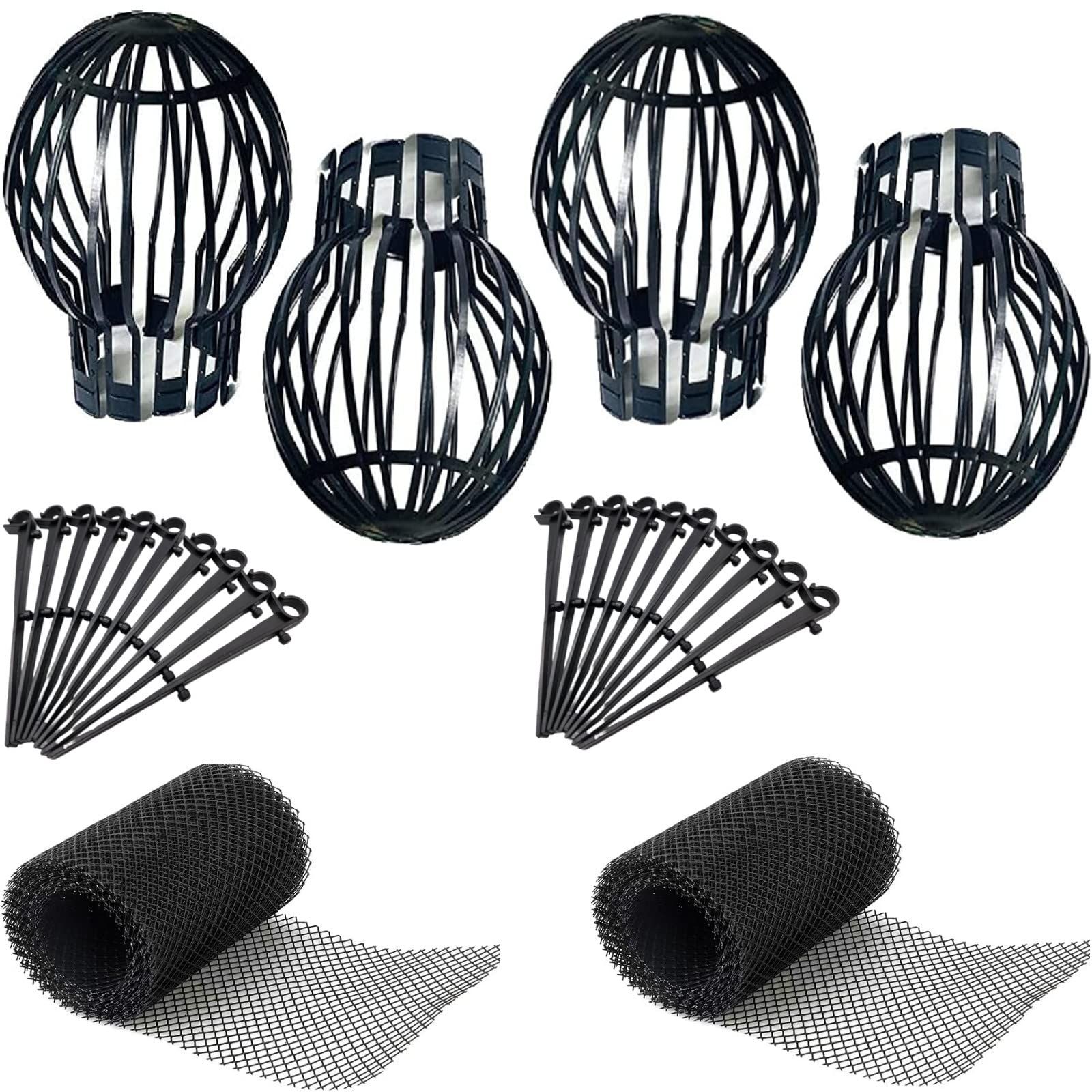 UTST 雨どい ネット 落ち葉よけ 雨樋 詰まり 掃除 枯れ葉よけネット 落葉 雨とい 雨樋 ゴミよけ 雨樋部品 (ﾈｯﾄ2個＋ﾌﾟﾗ4個) [ﾈｯﾄ2個＋ﾌﾟﾗ4個]