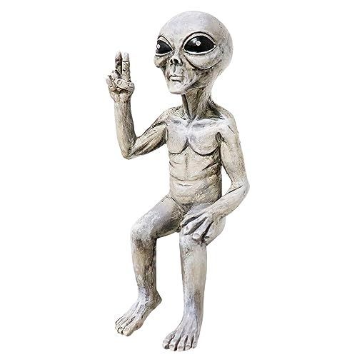 シルバー_オス エイリアン 宇宙人 置物 オブジェ 装飾 飾り フィギュア 彫像 ミニチュア インテリア アクアリウム 支柱 カフェ風 韓国 プレゼント おもしろ 雑貨 面白い セット 誕生日 飾り付