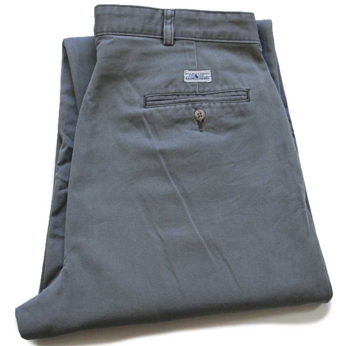 90s メキシコ製 ポロ ラルフローレン ANDREW PANT ツータック コットン チノパン グレー w34 L36 319 トラウザーズ スラックス