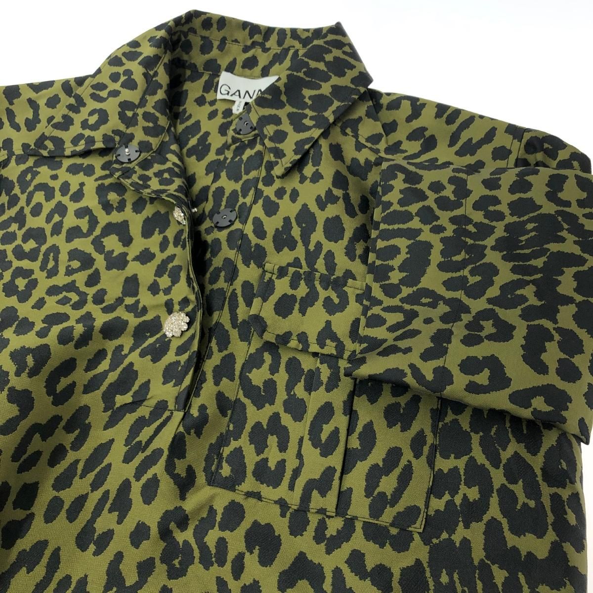 未使用品 Ganni ガニー 五分袖ワンピース サイズ:36 カーキ レディース