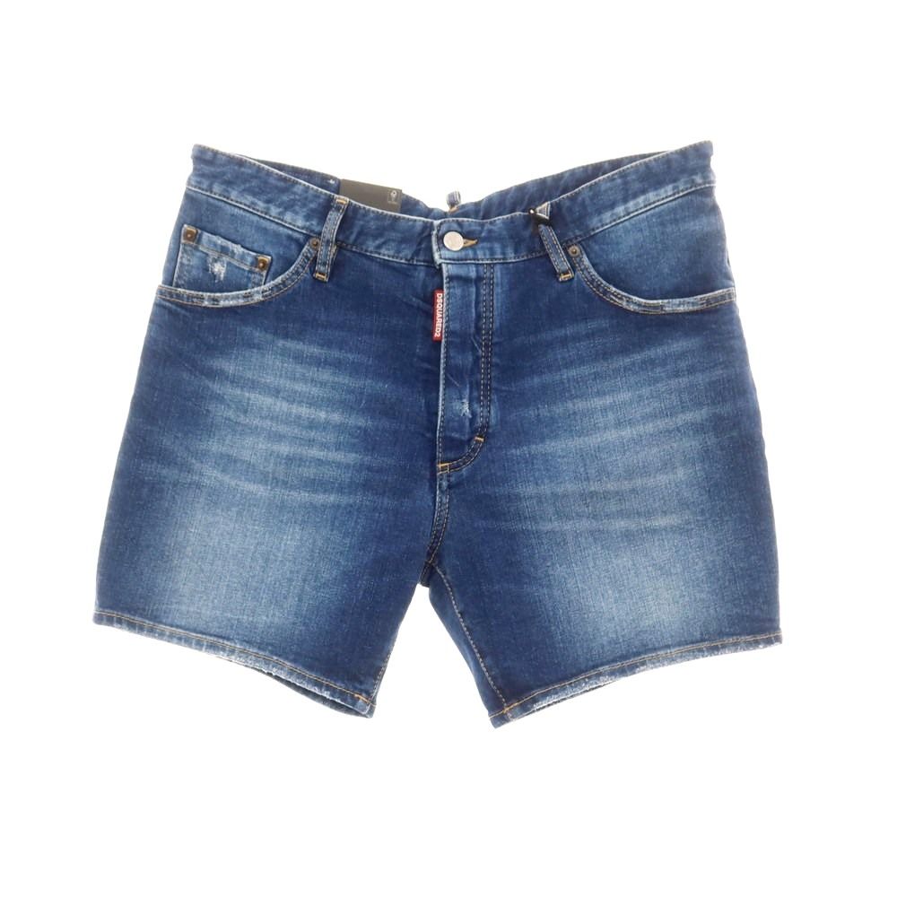 【新品】ディースクエアード DSQUARED2 ダメージ加工 ストレッチ コットン デニム ショートパンツ ネイビー【サイズ50】【メンズ】