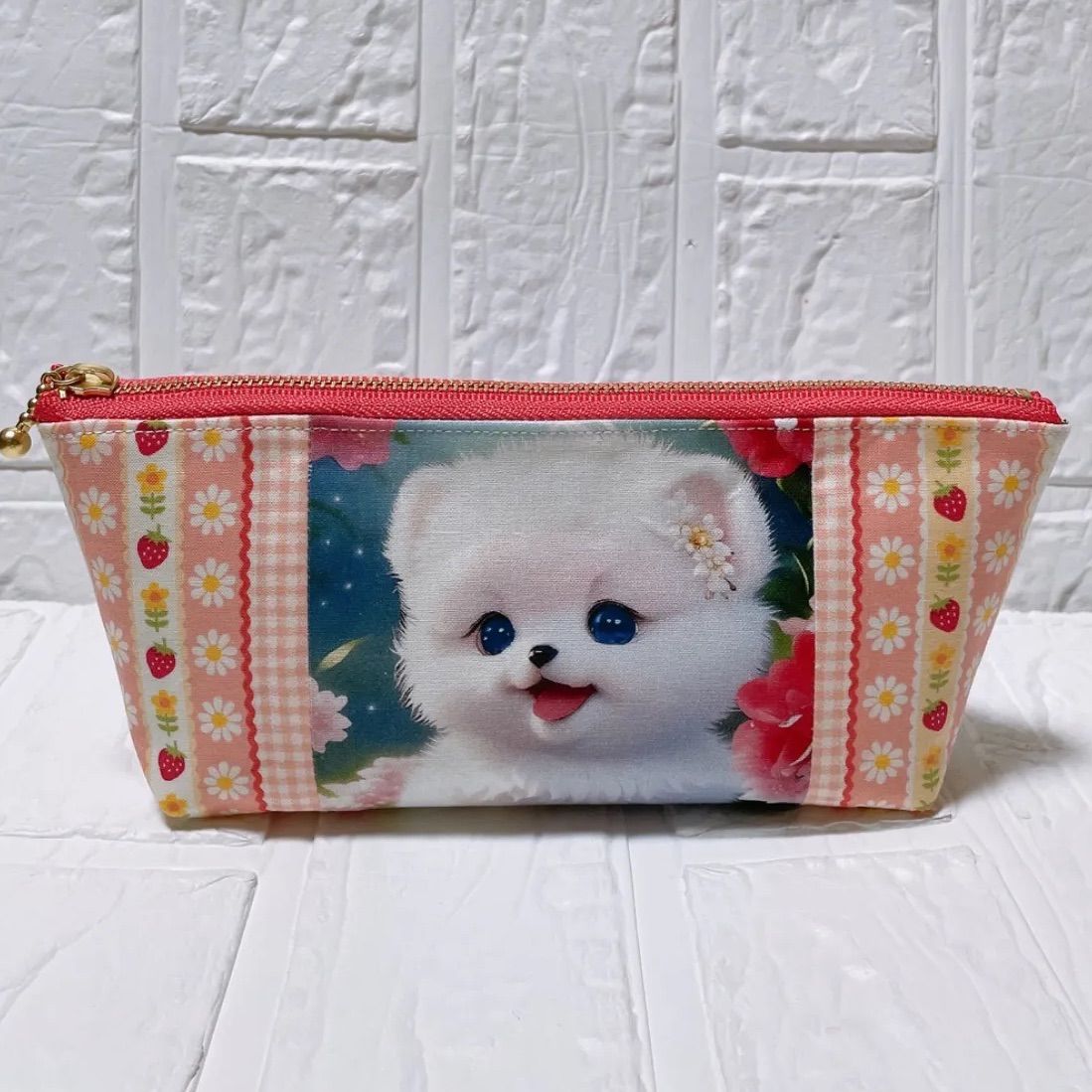 可愛いマルチーズ柄パネル生地 ハンドメイド ファッション/小物