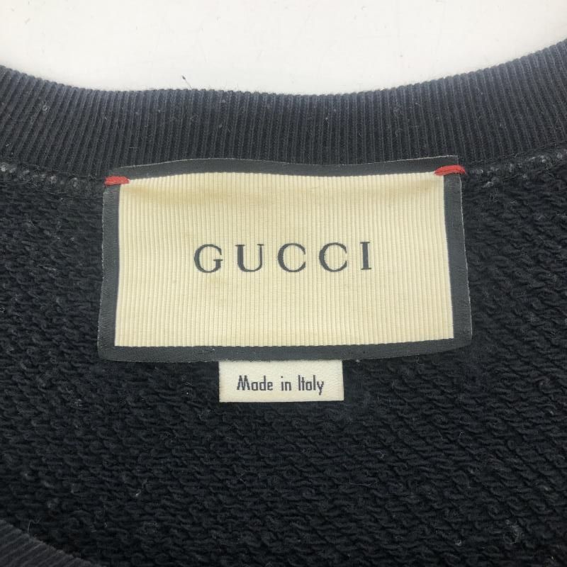 中古】GUCCI レオパード刺繍ロゴスウェット M ブラック グッチ