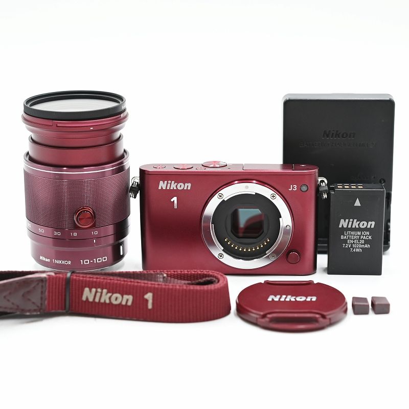 Nikon NIKON 1 J3 10X ズームキット RED ミラーレス Nikon 1 J3 小型10倍ズームキット レッド 新品