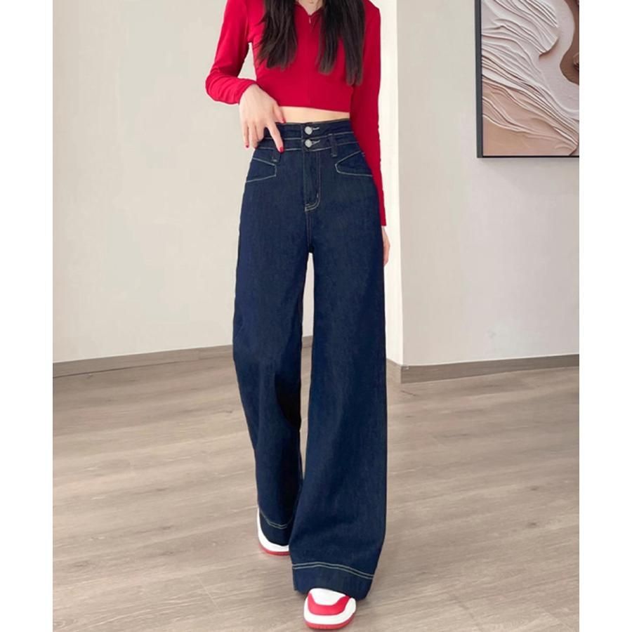 デニムパンツ ハイウエスト美脚脚長