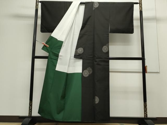 平和屋着物○本場大島紬 泥染め 吉祥丸文 森絹織物謹製 証紙付き 正絹