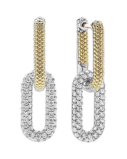 【送料無料】 ラゴス レディース ピアス・イヤリング アクセサリー 18K Yellow Gold & Silver Caviar Lux-Clip Diamond Link Drop Earrings - Exclusive Silver/Gold