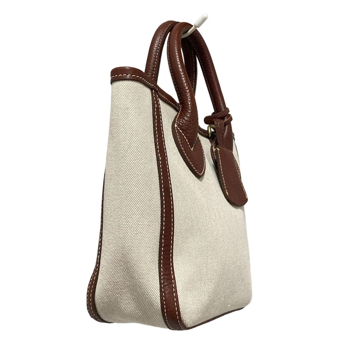 genten ゲンテン トートバッグ ミネルヴァコトーネ 43601 アイボリー×ブラウン ミニバッグ レザー