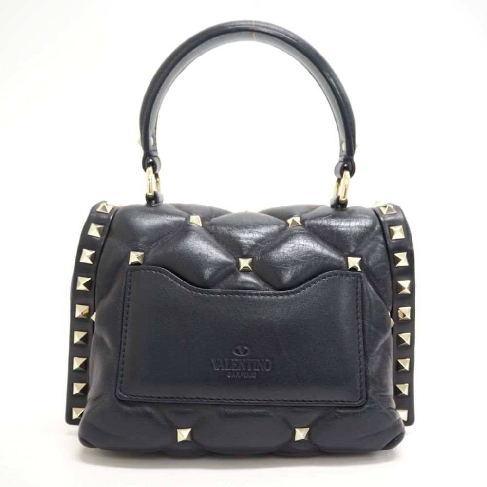 ヴァレンティノ ロックスタッズ キャンディ 黒 レザー 2way ハンドバッグ