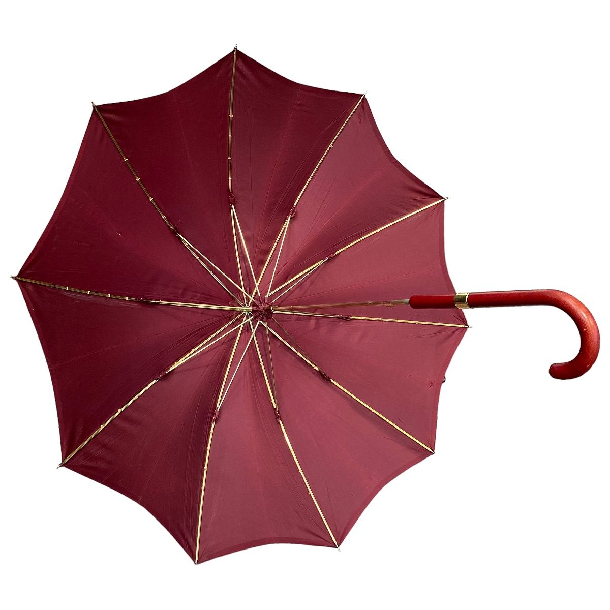 中古】 HERMES エルメス レディース雨傘 ワインレツド レザー 21044881 