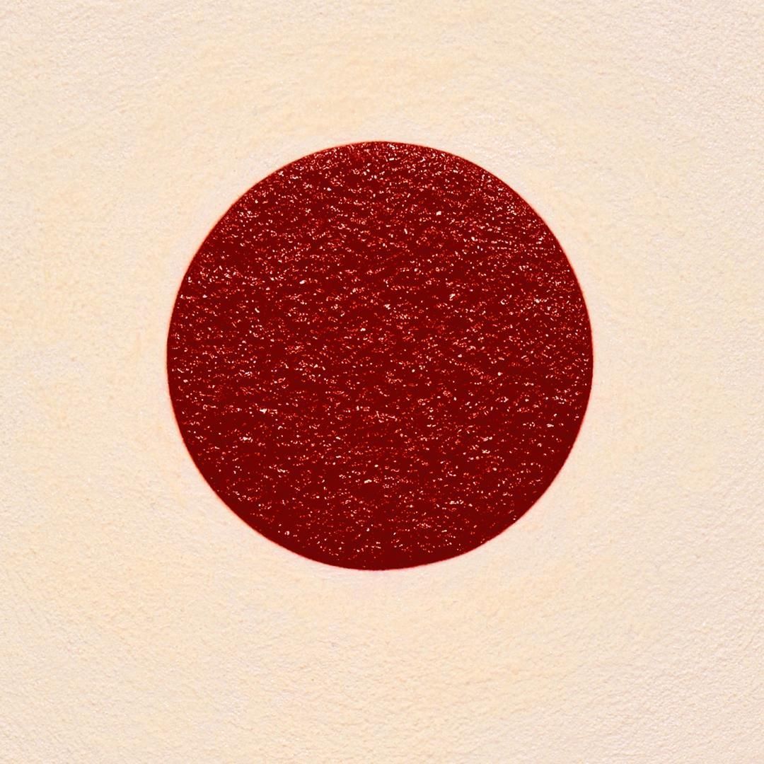 大理石粒の白に際立つ太陽●がんどうあつし油絵画F4号額縁付●赤日の丸日本 作者直接出品アトリエ山梨発送○大理石粒の白に際立つ太陽○がん