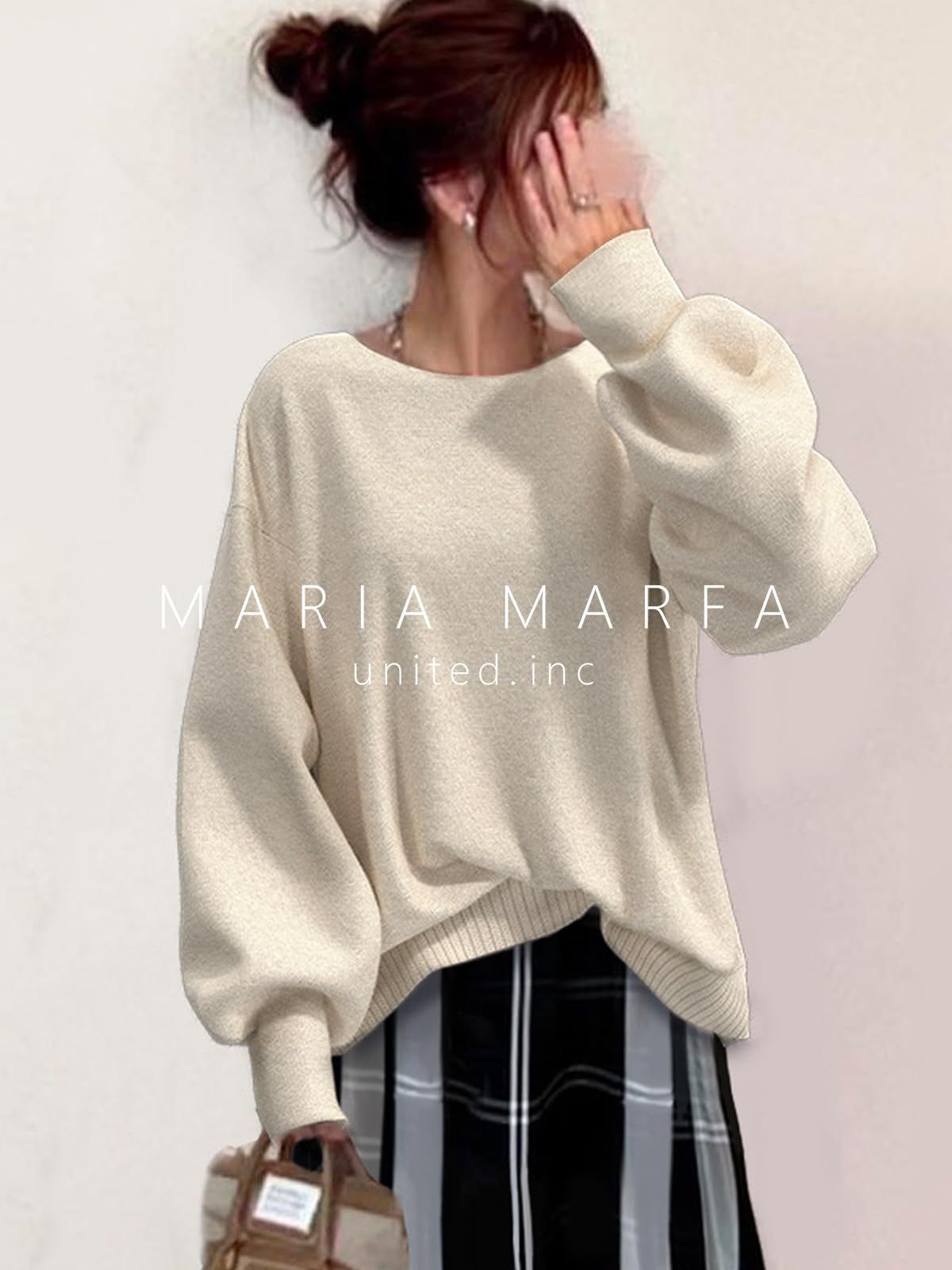 MARIA MARFA 2点セット ニット トップス チェック ロング スカート 秋