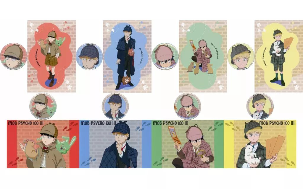 グッズセット 全8種セット 缶バッジ ポストカードセット くじメイト モブサイコ100 III 探偵Ver. E賞