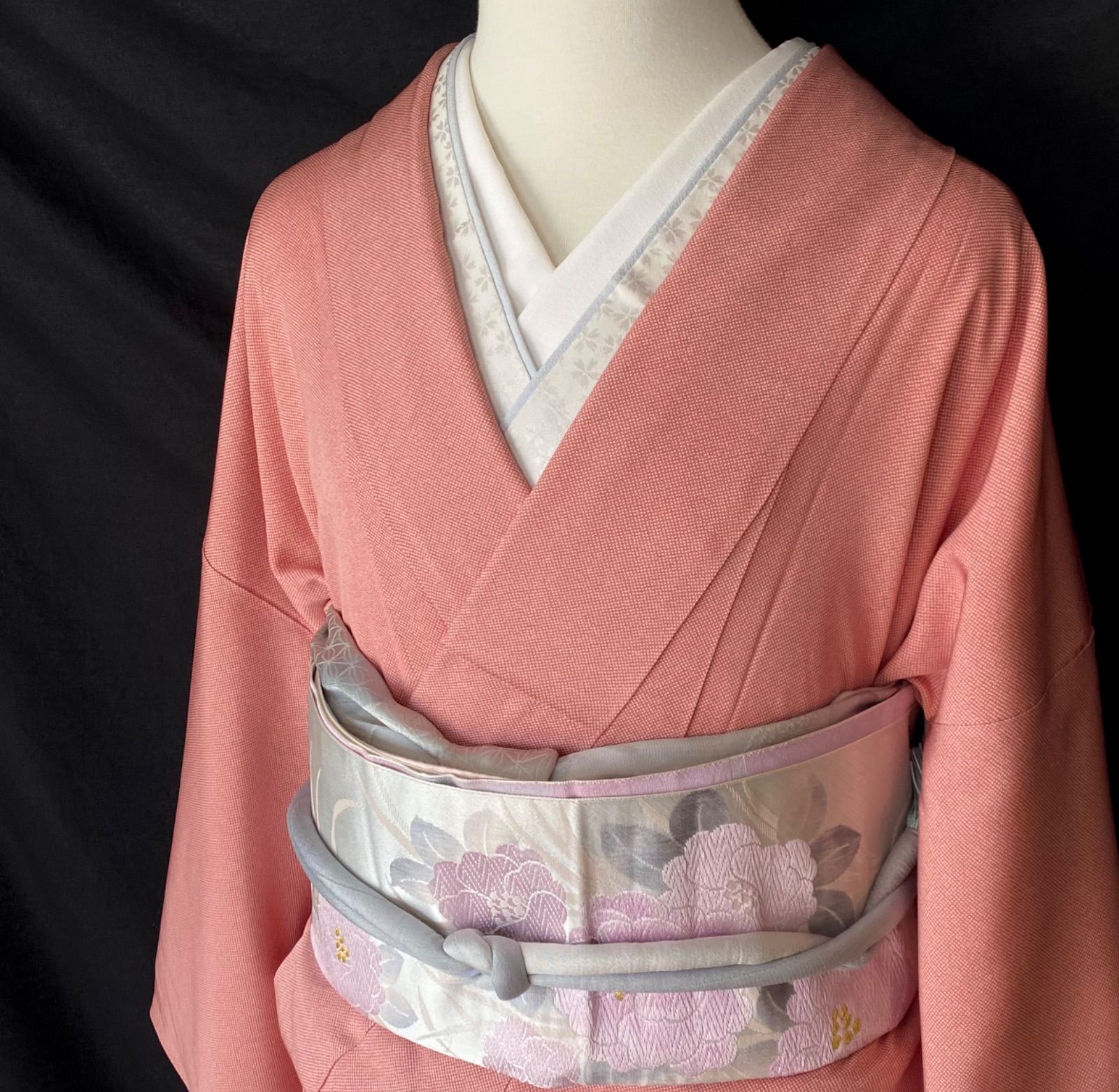 さんご色の江戸小紋〉SALE 作家物 トール 江戸小紋三役 和装 落款入り 