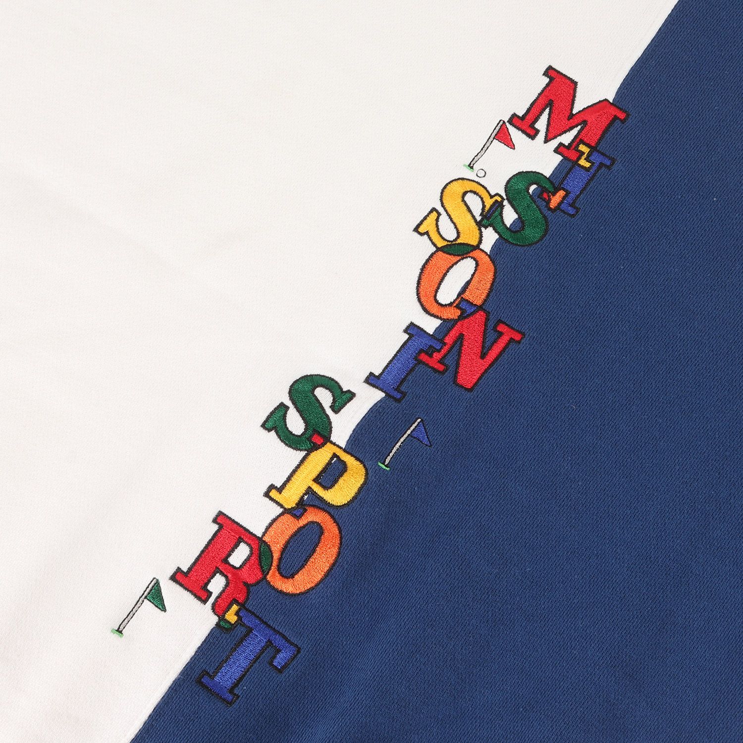 MISSONI ミッソーニ スウェット ホワイト ブルー サイズ:M | 90s MISSONI SPORT ブランドロゴ 刺繍 クルーネック スウェットシャツ | 90年代 アーカイブ | トップス トレーナー【メンズ】【中古】【K4535】 MISSONI ミッソーニ スウェット ホワイト ブルー サイズ:M | 90s