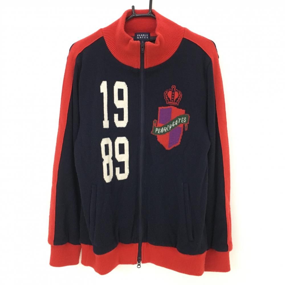☆SALE価格☆パーリーゲイツ ニットジャケット ネイビー×レッド ウール