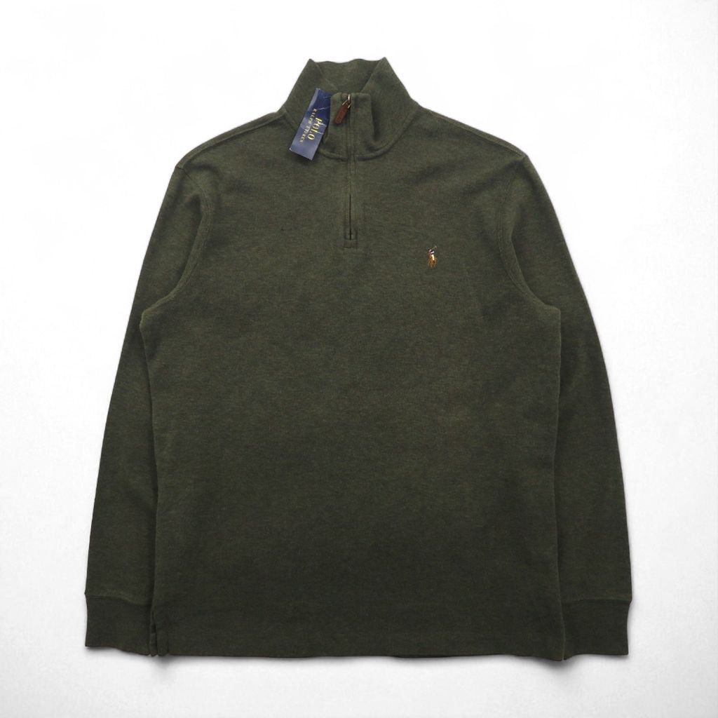 【新品未使用】半額！ポロラルフローレン ハーフジップ トレーナー L カーキ POLO RALPH LAUREN（スウェット ・ グリーン・カーキ/緑色系）の