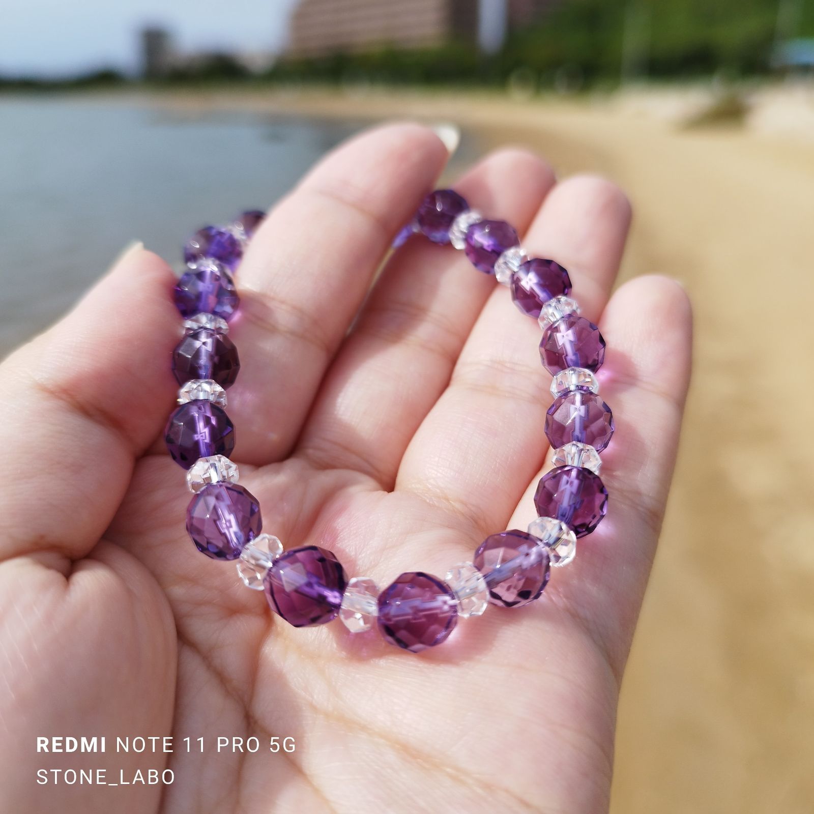 パワーストーンブレスレット アメジスト 水晶 アメジスト×水晶 