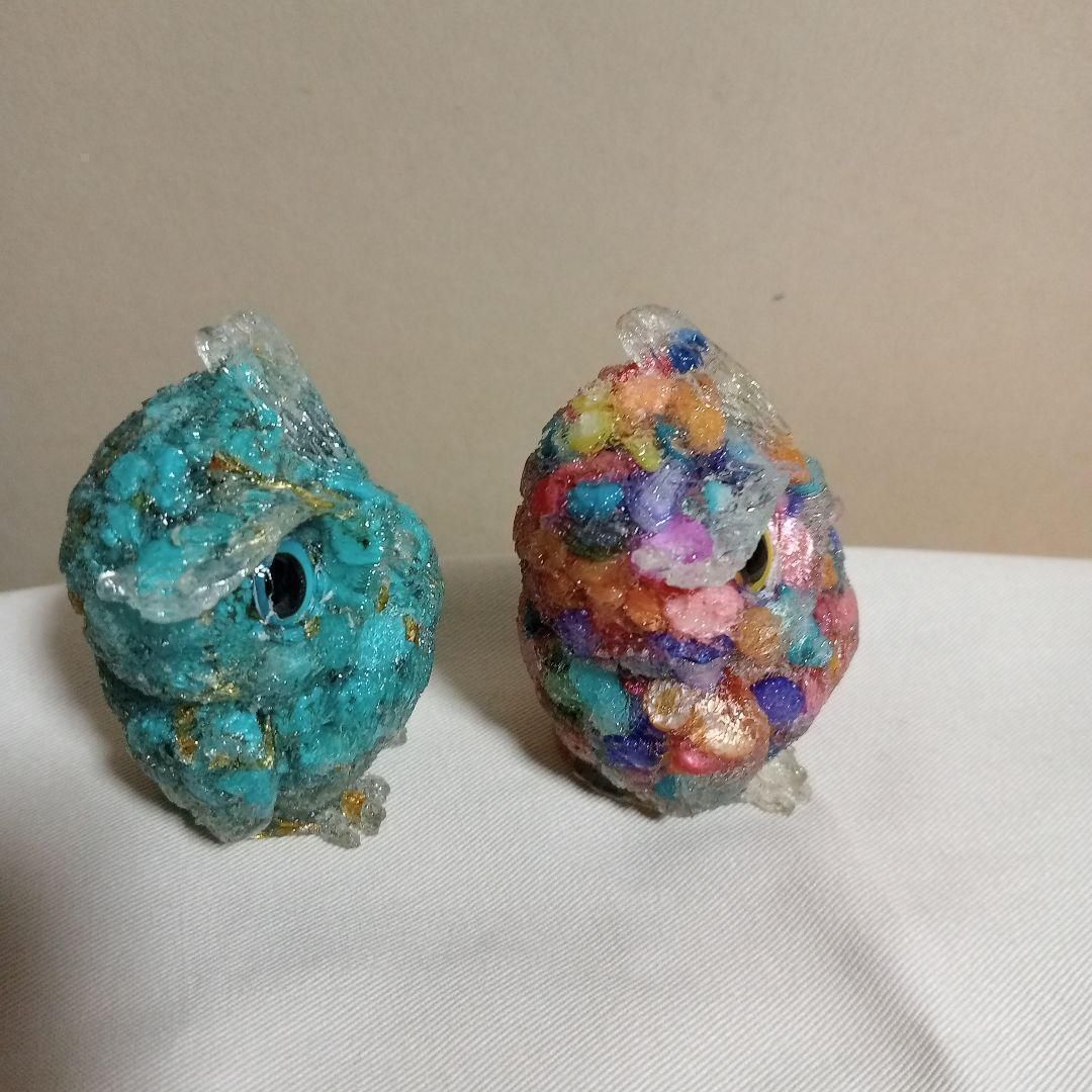 新品未使用】天然石 フクロウ オルゴナイト 大きめ 2個セット