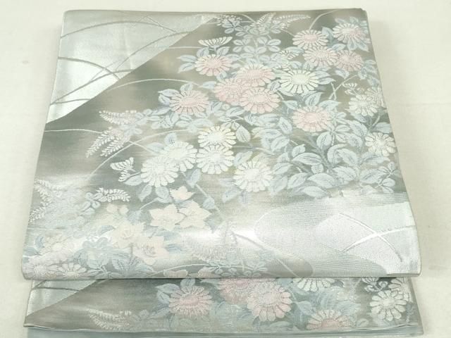 平和屋着物◎六通柄袋帯 草花文 銀糸 正絹 逸品 DAAU1864xg - メルカリ