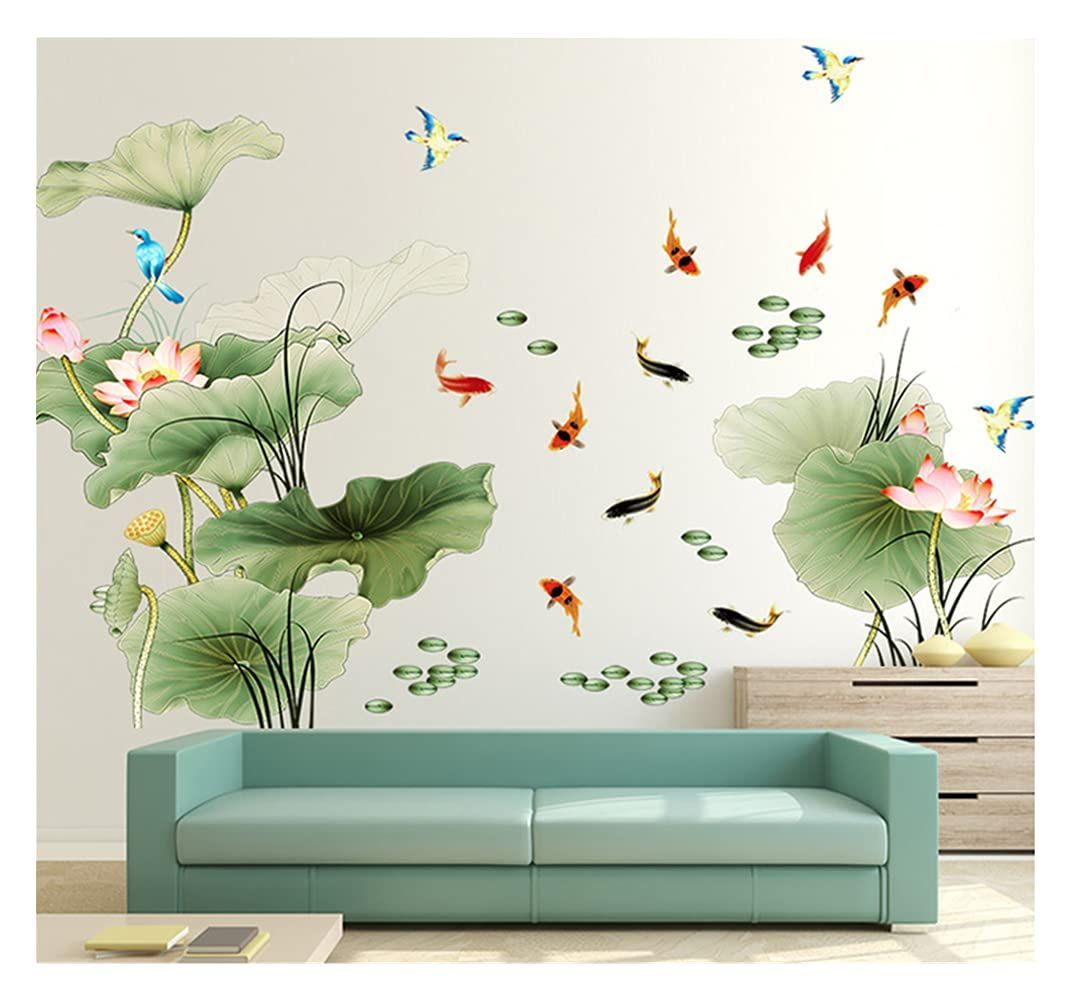 【特価セール】花 水墨画 壁貼り 緑 植物 壁に穴を残らずに Stickers チューリップ 3D立体ベッドルーム Wall ピンクの花 子供の部屋 研究部室 おしゃれ 玄関 店 蓮の花 寝室 創意 可動式 【CHQE】
